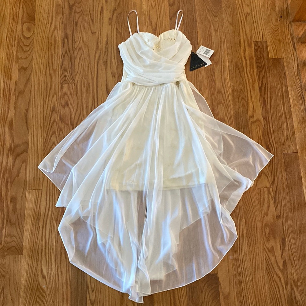 Mesh Overlay Formal Dress